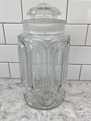 Moon And Stars Clear 11” 4lb LARGEST CANISTER Jar LE Smith 2 Pc Lid & Base • $85