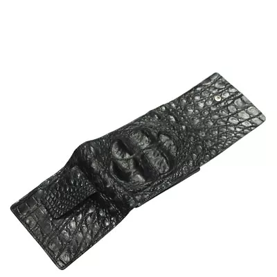 100% Genuine Crocodile Alligator Skin Leather Man Trifold Wallet BLack • $80