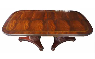 Henredon Flamed Mahogany Empire Dining Table Natchez Collection Banded Top • $3500