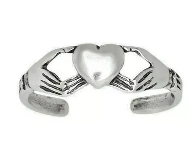 Sterling Silver .925 Irish Claddagh Hands Holding Heart Toe Ring | Made In USA • $9.99
