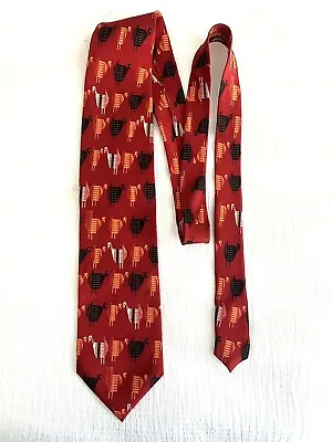 The British Museum London Gouda New York Red Turkey Silk Tie Thanksgiving EUC B • $9