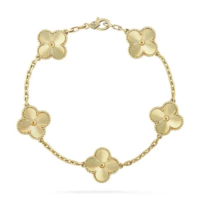 Van Cleef & Arpels Vintage Alhambra Guilloche Bracelet GOLD • £5499