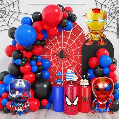 Boys Baby Shower Superhero Red Blue Birthday Party Decoration Balloon Arch Kit • £4.42