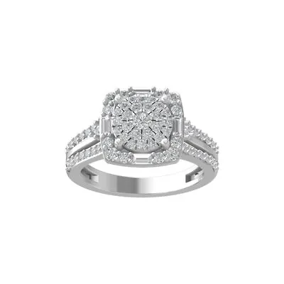 Sterling Silver 1ct Diamond Composite & Cluster Ring For Women Sz 7 Clarity-I2I3 • $671.99