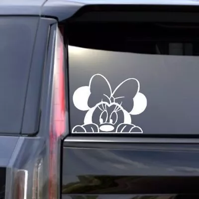 Minnie Mouse Peeking White Vinyl Car/Laptop/Window/Wall Decal • $2.99