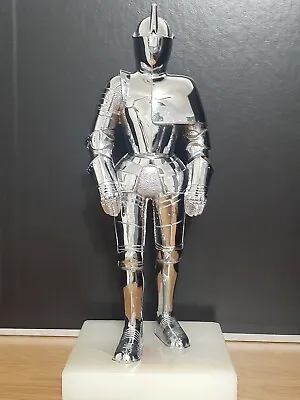 Vintage 1960s Chrome Medieval Knight In Armor Table Lighter Agate Base • $75