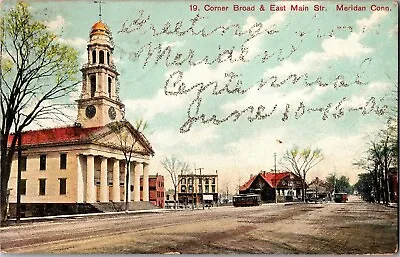 Greetings From Meridan CT Centennial June 1906 Broad & Main Vintage Postcard Q08 • $7.29