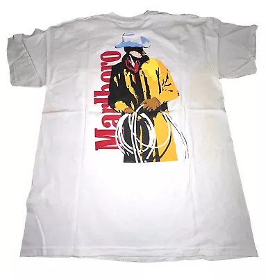 Vintage 90s Marlboro Cowboy Western Graphic T-shirt W Pocket Sz XL • $59