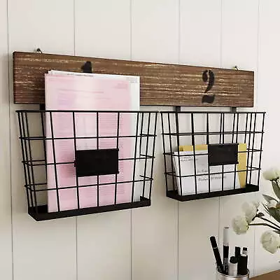 Hanging Double Wire Basket Organizer Wall Mount Storage Multi-Use Bins Entryway • $64.02