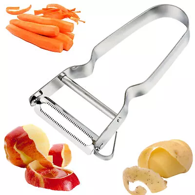 Vegetable Peeler Manual Sharp Serrated Blade Mango Silver Carrot Stainless Steel • £5.66