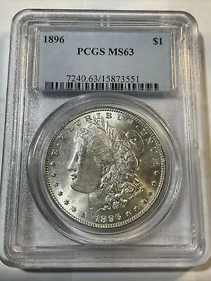 1896 MORGAN SILVER DOLLAR | PCGS MS63 All ORIGINAL WHITE COIN#412 • $0.99