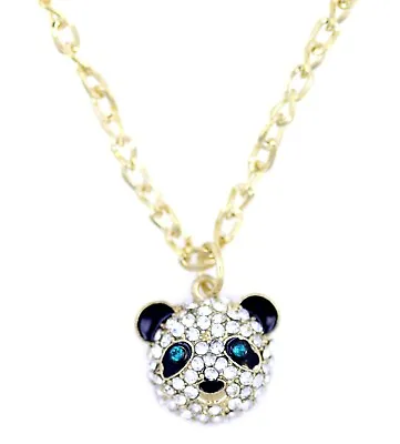 Super Lovely Gold Tone Panda Necklace With Crystal • £3.69