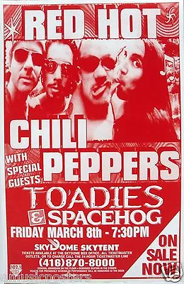 $19.15 • Buy Red Hot Chili Peppers / Toadies / Spacehog 1995 Toronto Concert Tour Poster 