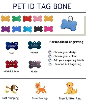 £0.99 • Buy Dog Tag Personalised Engraved ID Pet Tags Cat Identification Collar Name Tag