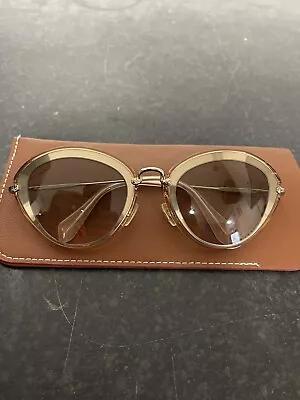 Miu Miu Sunglasses Women Transparent Gold Oval MU 51R 52~26 UFD-3H2 • £160