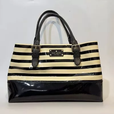 Kate Spade Striped Glossy Patent Leather Bag Black/Cream • $75