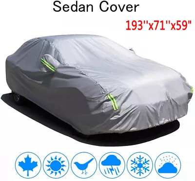 Full Car Cover Rain Sun UV Dust Snow Resistant Universal Fit Sedan Protection US • $55.75