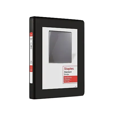 Staples 1/2  Standard 5-1/2  X 8-1/2  Mini View Binder With Round Rings Black • $9.59