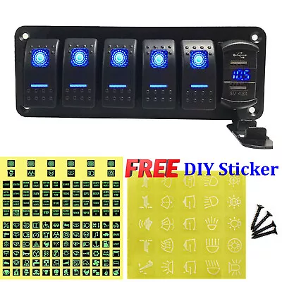 6 Gang Switch Panel 2USB Interior Control Car Boat Marine Rocker Breaker 12V-24V • $28.98