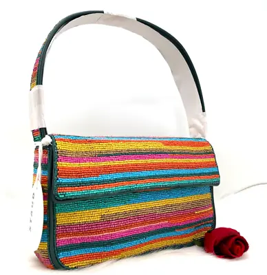 $219.99 • Buy AUTH NWT $295 Staud Tommy Stripes Bead Shoulder Bag In Sunset Color