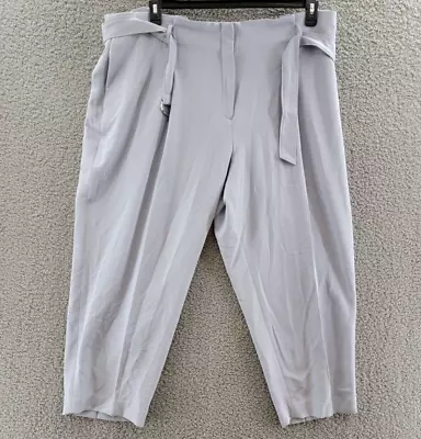 BAR III Textured Crepe Paper-Bag Straight-Leg Ankle Pants Women's 22W Moonstone • $37.22