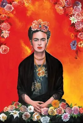 New York Art Frida Kahlo Poster  Printed On Canvas Meditation With Flowers • $14.90