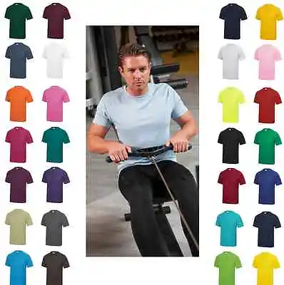 Polyester Breathable Wicking Tshirt Mens Plain Athletic Sports Tee T-Shirt • £6.45