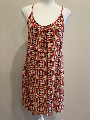 $18 • Buy Tigerlily 8 Slip Dress Red And Black Print Boho Beach Summer Strappy Short 