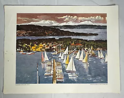 Millard Sheets - Washington Yachting Basin Seattle Print For United Airlines • $12.99