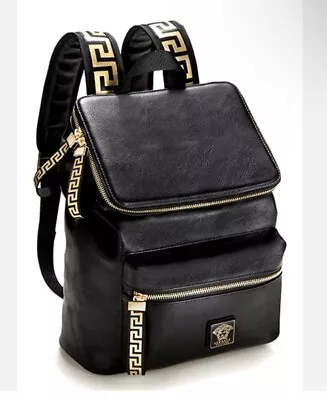 Versace Medusa Black Backpack Leather Adjustable Bookbag - NEW & Price Reduced • $75