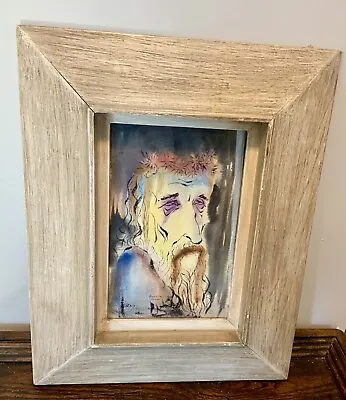 Mid Century Modern Abstract MCM Watercolor Painting Of Man Signed Franklin Bauer • $59.99