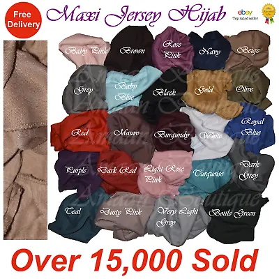 Top Quality Jersey Hijab Scarf Shawl Wrap Stretchy Big Large Plain Lycra Maxi • £4.25