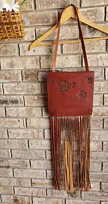 Leo Monk Australia Fringe BOHO Leather Handbag With 19  Fringe • $79