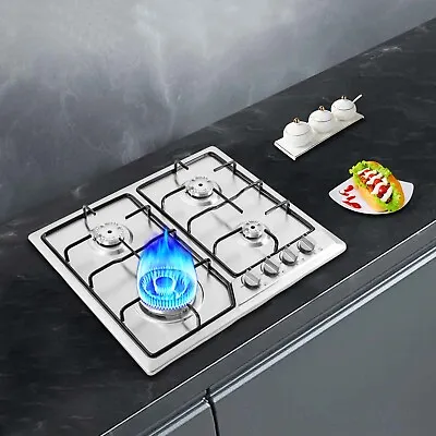 Stainless Steel 4-Burners Gas Stove Silver Built In Gas Cook-top NG/LPG Cooktop • $132.05