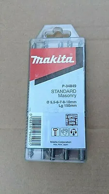 Makita 5 Pce 150mm Long Standard Masonary Drill Bit Set New • £7.95