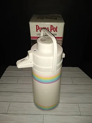 Vintage Air Pump Pot Vacuum Liquid Dispenser Hot Cold Stripes Print Coffee Juice • $21.99