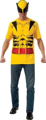 Wolverine T-shirt & Mask XL Marvel Comics Costume Yellow Black Mutant Hero Logan • $29.90