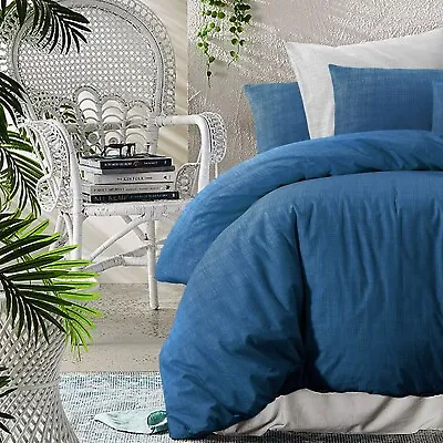 King Quilt Cover Queen Duvet Covers Cotton Textured Print With Pillowcases • £15.51