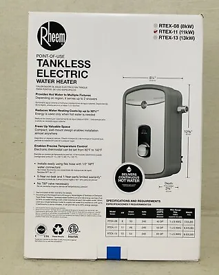 Rheem RTEX-11 240V 11 KW Electric Tankless Water Heater 2.68GPM 1/2 NPT • $269.99
