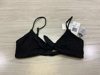 L*Space Flashback Front Tie Bikini Top Women's Size S Black NEW MSRP $84 • $19.99