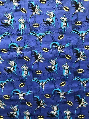 65 Centimetres Blue  Batman 100% Craft Cotton Fabric 112 Cm Wide. Brand New. • £7