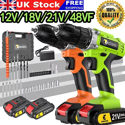 Cordless Drill Set 12/18/21/48V Electric Drill Driver 36PCS + Battery Power Tool • £23.49