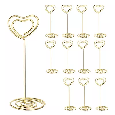 12pcs Table Number Holders 85mm Tall 33mm Base Width Heart Golden • £11.34