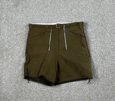 Vintage German Lederhosen Shorts Mens 32 Oktoberfest Suede Leather 4  Inseam • $29.95