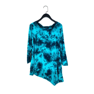 £9.99 • Buy Calvin Klein Performance Blue Acid Bleach Tie Dye Asymmetric Jersey Top - Size S
