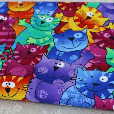 $9.26 • Buy 1Yard*110cm Cartoon Cats Patchwork Sewing Digital Print Fabric Cotton Tissues