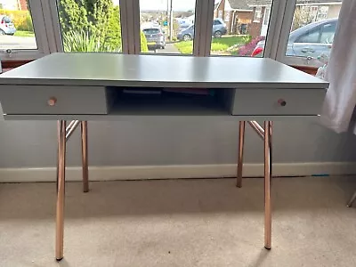 Grey And Rose Gold Home Office Desk With Drawers. Size H75cm W100cm D48cm • £80