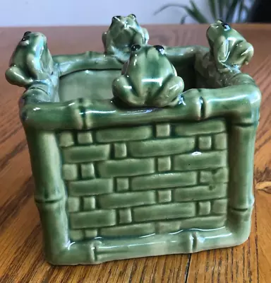 Avocado Green Sitting Frogs Planter • $10