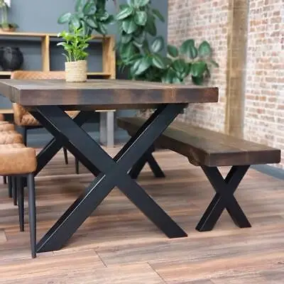 £59.95 • Buy 2PCS/Set Black Industrial Metal X Shape Table Legs Desk Bench X Cross Frame Legs