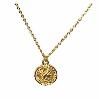 18k Gold Vermeil Over .925 Italian Sterling Silver Vintage Queen Coin Necklace • $50
